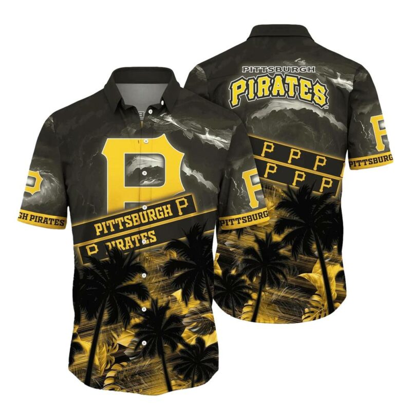 Pittsburgh Pirates Tropical Aloha Shirt with Coconut and Waves Graphic
