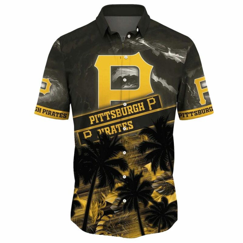 Pittsburgh Pirates Tropical Aloha Shirt with Coconut and Waves Graphic - Image 2