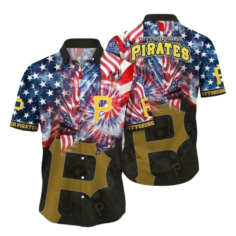 Pittsburgh Pirates Firework Celebration Graphic Aloha Hawaiian Shirt