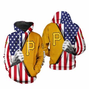 Pittsburgh Pirates American Flag Graphic Hoodie - Unisex All Over Print
