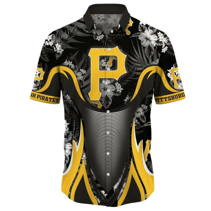 Pittsburgh Pirates Tropical Floral Graphic Aloha Shirt for Men & Women - Image 2