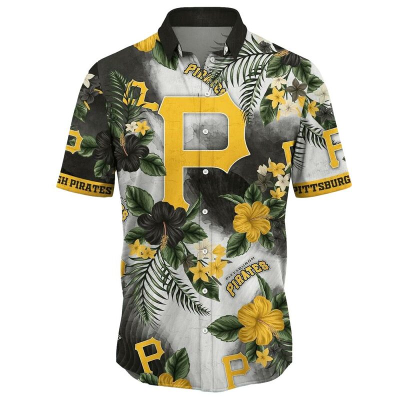 Pittsburgh Pirates Floral Graphic Aloha Shirt for Men and Women - Image 2
