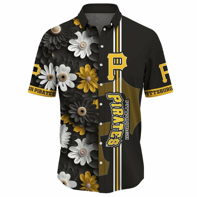 Pittsburgh Pirates Floral Graphic Aloha Shirt for Men and Women - Image 2