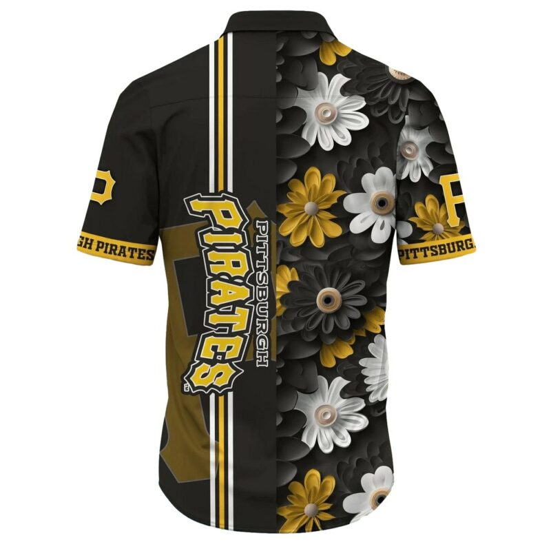 Pittsburgh Pirates Floral Graphic Aloha Shirt for Men and Women - Image 3