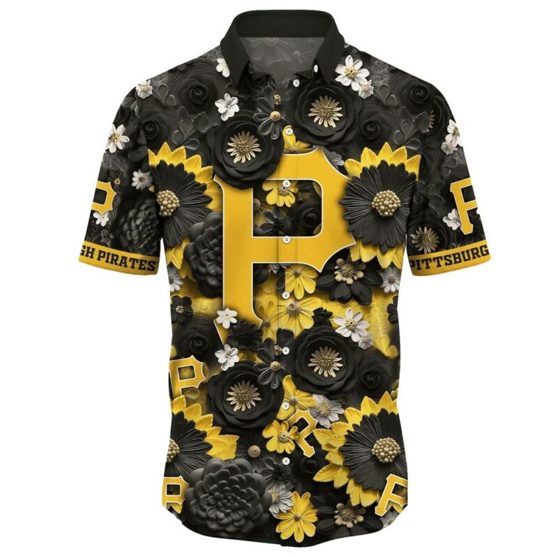 Pittsburgh Pirates Floral Graphic Aloha Shirt for Men and Women - Image 2