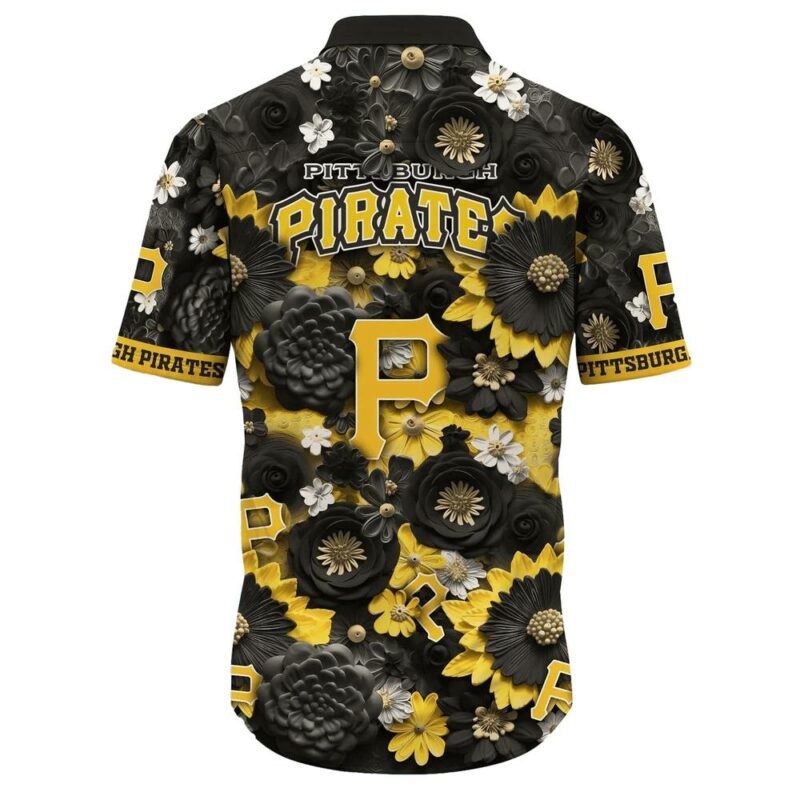Pittsburgh Pirates Floral Graphic Aloha Shirt for Men and Women - Image 3