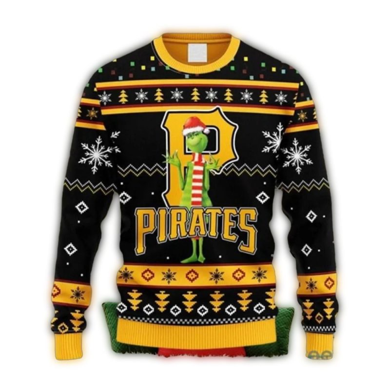 Funny Grinch Christmas Ugly Sweater for Pittsburgh Pirates Fans