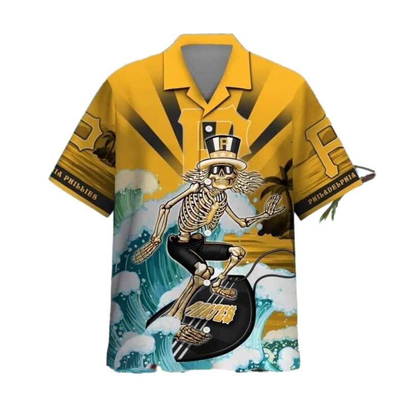 Pittsburgh Pirates Grateful Dead Graphic Aloha Hawaiian Shirt for Men/Women - Image 2