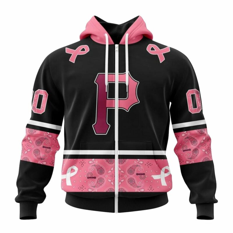 Pittsburgh Pirates October Pink Breast Cancer Awareness Graphic Hoodie - Unisex - Image 3