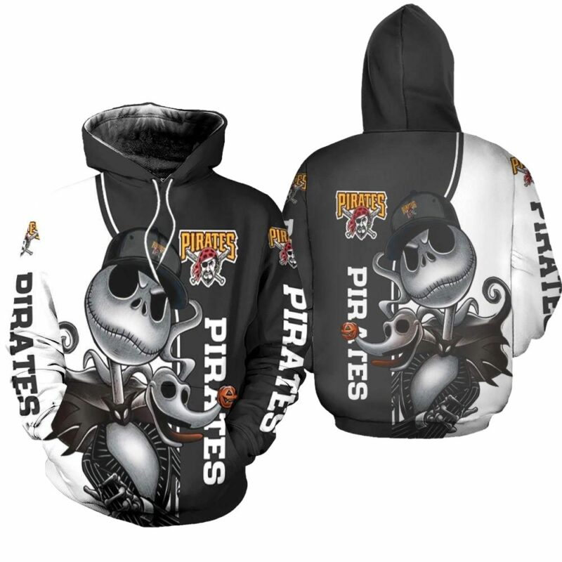 Pittsburgh Pirates Jack Skellington & Zero Graphic Unisex Hoodie
