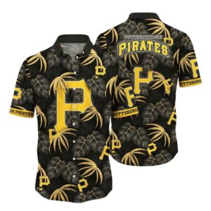 Pittsburgh Pirates Tropical Aloha Shirt with Leaf Pattern - Unisex Graphic Tee