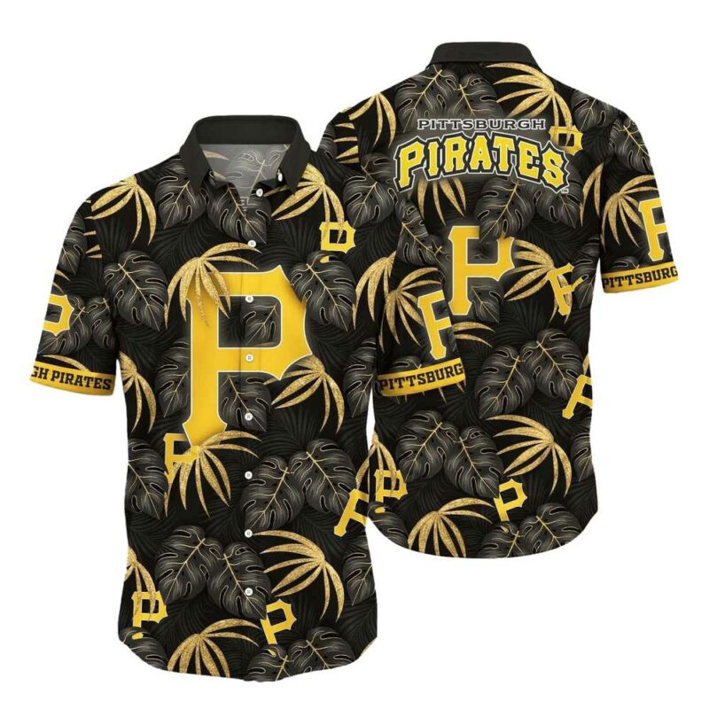 Pittsburgh Pirates Tropical Aloha Shirt with Leaf Pattern - Unisex Graphic Tee