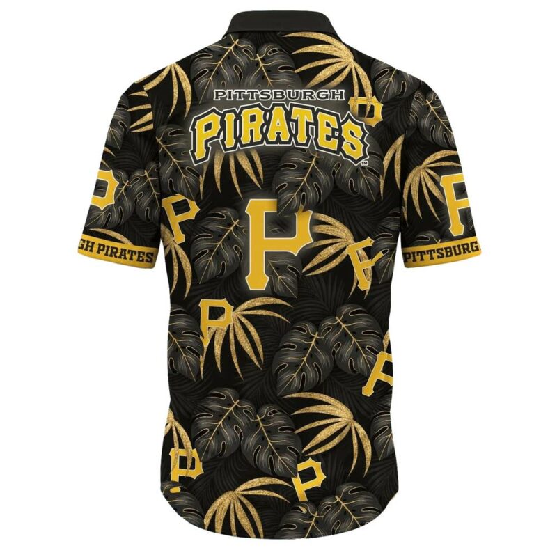 Pittsburgh Pirates Tropical Aloha Shirt with Leaf Pattern - Unisex Graphic Tee - Image 3