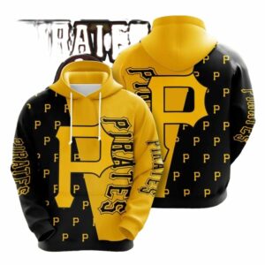 Pittsburgh Pirates All Over Print Hoodie - Black & Yellow Graphic Sweatshirt