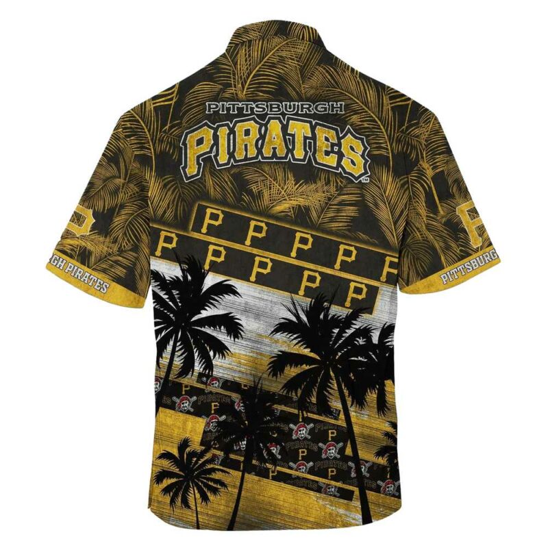 Pittsburgh Pirates Graphic Aloha Shirt with Palm Tree Design - Unisex - Image 3