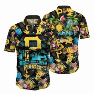 Pittsburgh Pirates Tropical Aloha Shirt with Pineapple Floral Print - Unisex