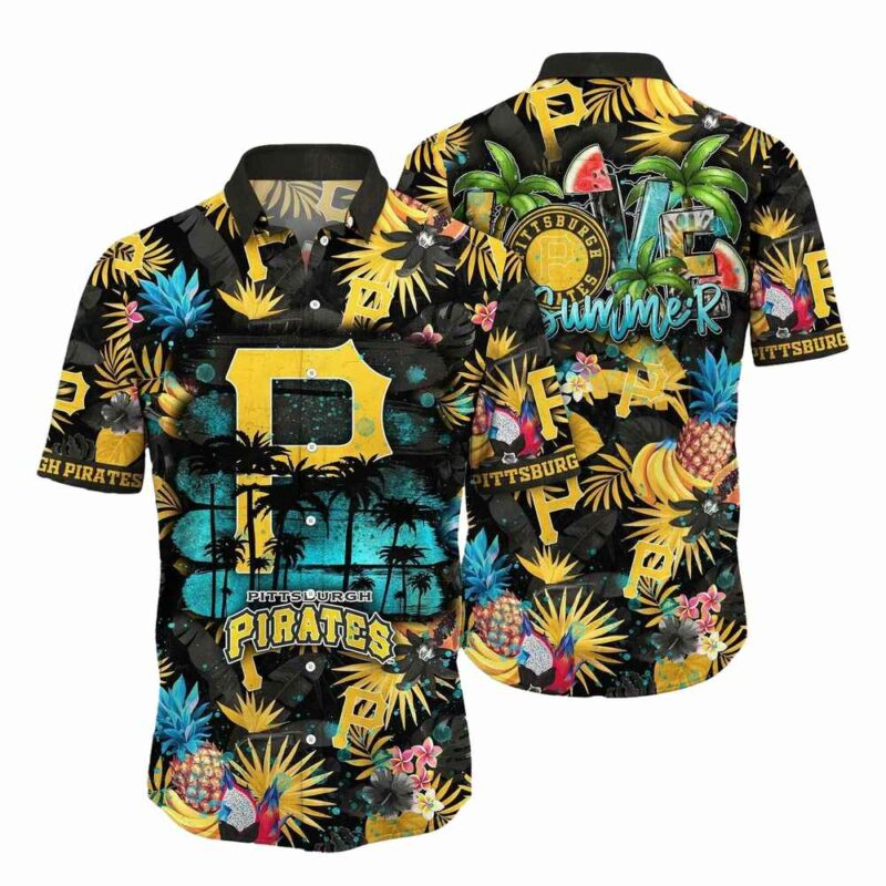 Pittsburgh Pirates Tropical Aloha Shirt with Pineapple Floral Print - Unisex