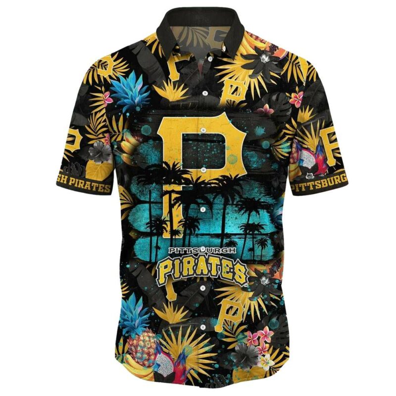 Pittsburgh Pirates Tropical Aloha Shirt with Pineapple Floral Print - Unisex - Image 2