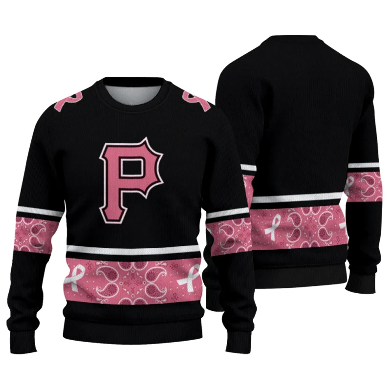 Pittsburgh Pirates Pink Ribbon Black Pink Ugly Sweater 1