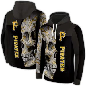 Pittsburgh Pirates Skull Motif All Over Print Hoodie