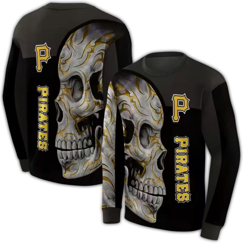 Pittsburgh Pirates Skull Motif AOP Sweatshirt 1