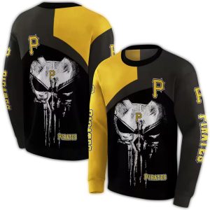 Pittsburgh Pirates Skull Punisher Gold Black All Over Print Sweatshirt