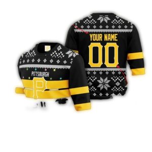 Personalized Pittsburgh Pirates Snowflake Stripes Ugly Christmas Sweater