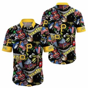 Pittsburgh Pirates Tiki Flag Graphic Aloha Shirt for Men and Women