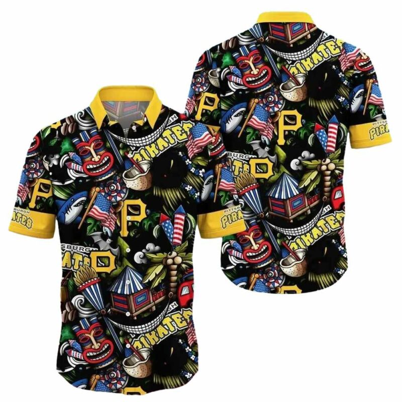 Pittsburgh Pirates Tiki Flag Graphic Aloha Shirt for Men and Women