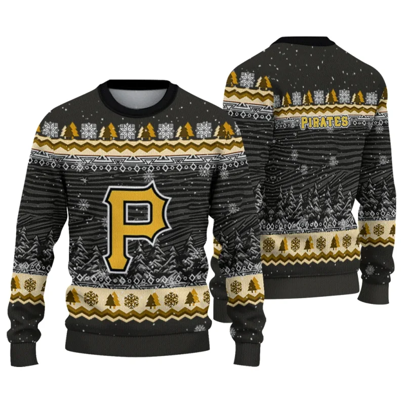 Pittsburgh Pirates Tree Pattern Christmas Ugly Sweater 1