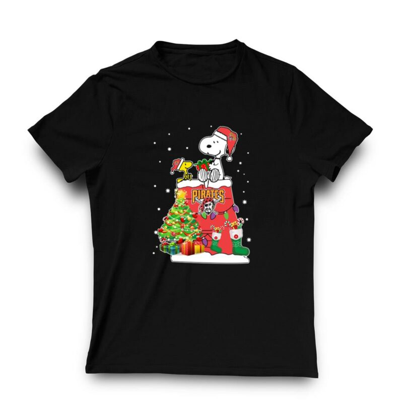 Pittsburgh Pirates Snoopy & Woodstock Christmas Graphic T-Shirt - Unisex Gift - Image 3