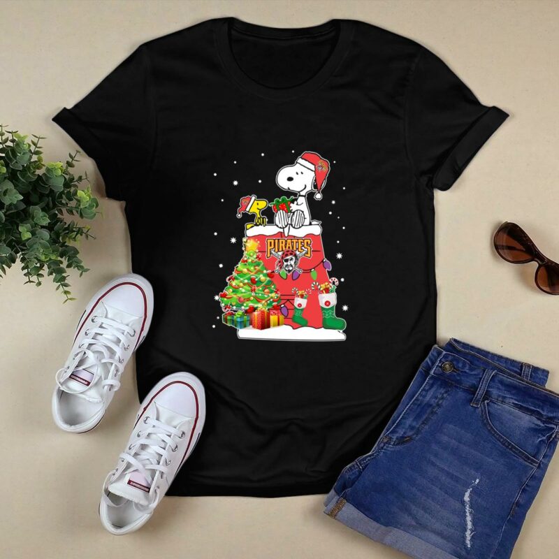 Pittsburgh Pirates Snoopy & Woodstock Christmas Graphic T-Shirt - Unisex Gift - Image 5