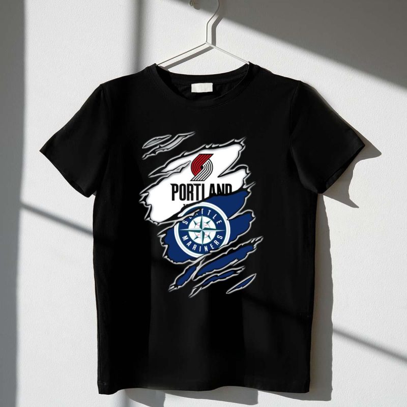Portland Blazers Seattle Mariners Fan Collaboration T Shirt t shirt 1 1