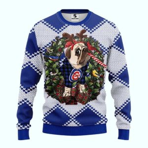 Pub Dog With Logo Chicago Cubs For Merry Christmas Ugly Sweater