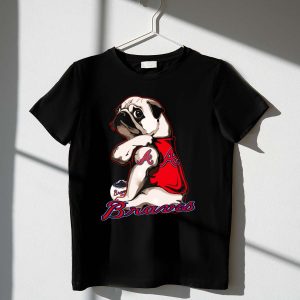 Pug In Braves Jersey T-Shirt With Baseball Design - Perfect For Fans