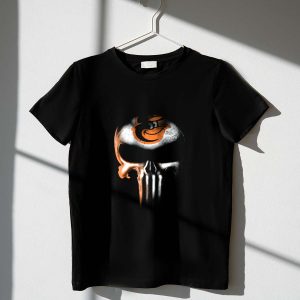 Baltimore Orioles Logo Punisher Skull T-Shirt For Fans