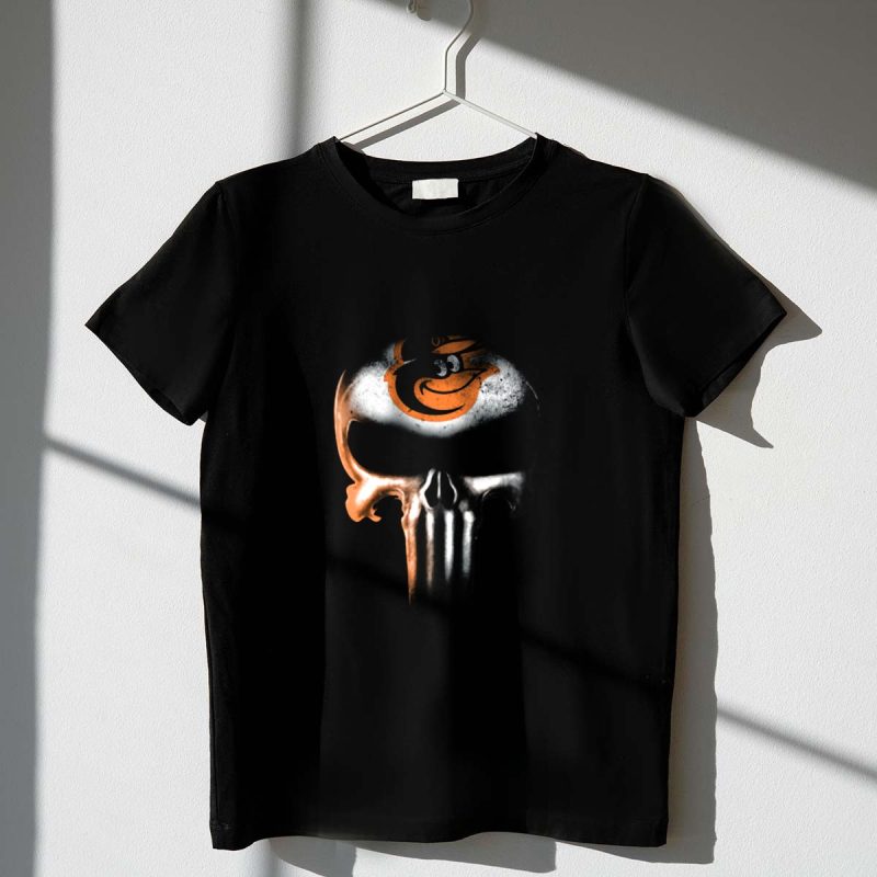 Punisher Skull with Baltimore Orioles Logo for Fans T Shirt t shirt 1 1