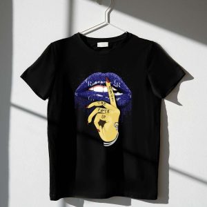 Purple Glitter Lip Shut Up Tattoo T-Shirt For Colorado Rockies Fans