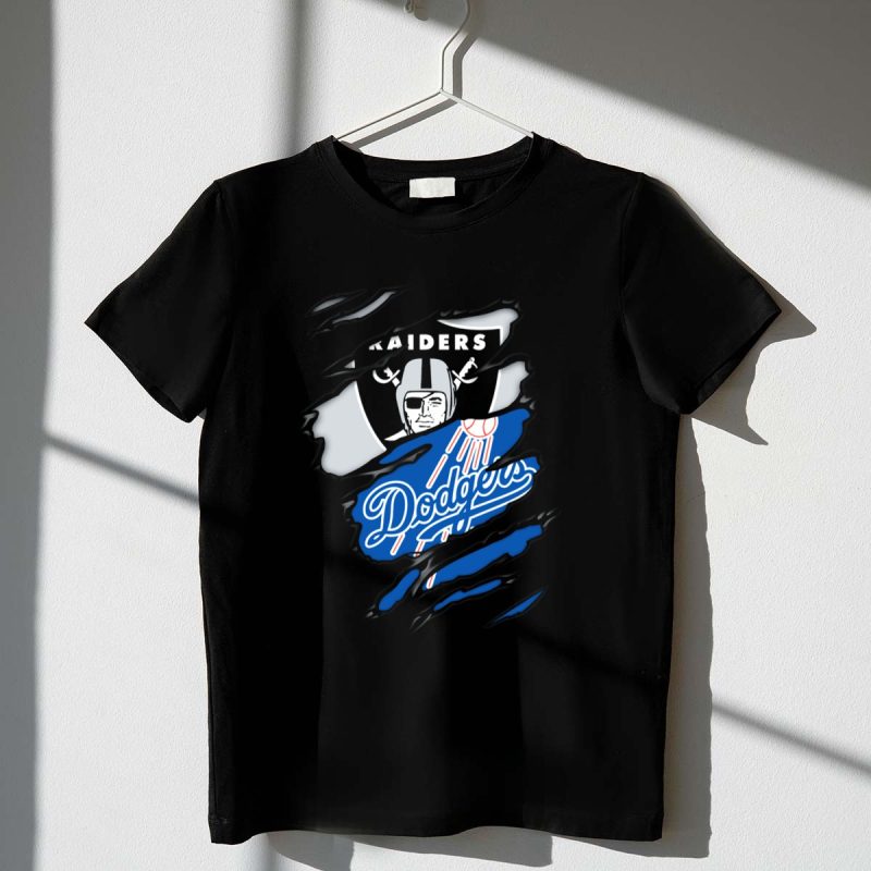 Raiders Dodgers Ripped Layers Fusion T Shirt.jpeg t shirt 1 1