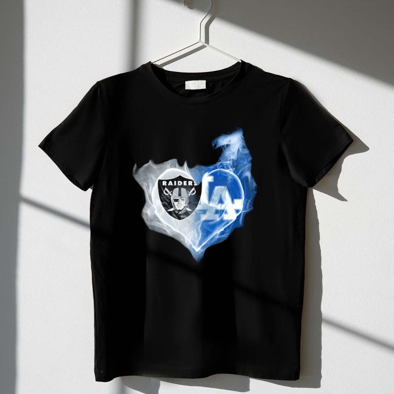 Raiders LA Dodgers Smoke Heart T Shirt.jpeg t shirt 1 1