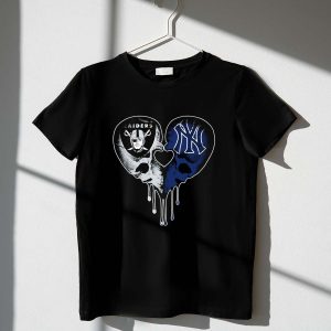 Raiders Yankees Skull Heart Drip Love Graphic T-Shirt For Fans