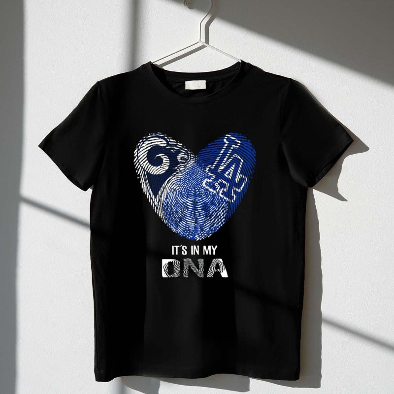 Rams Dodgers Its In My DNA Fingerprint Heart T Shirt.jpeg t shirt 1 1