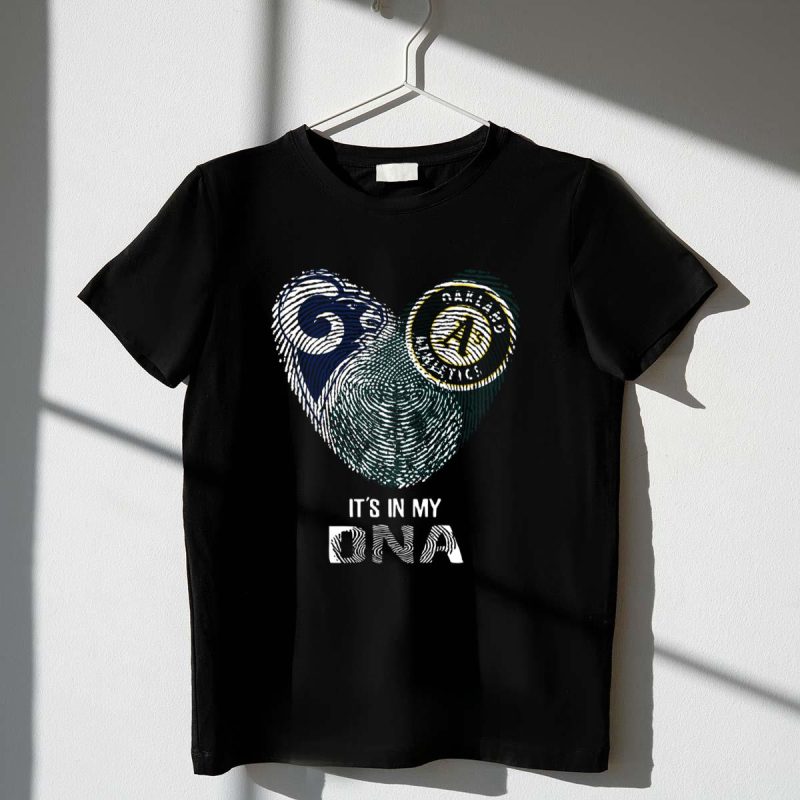 Rams Oakland Athletics Its in My DNA Fingerprint Heart T Shirt t shirt 1 1