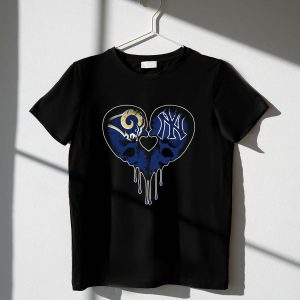 Rams Yankees Skull Heart Logos Graphic T-Shirt For Fans