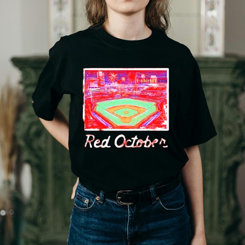 Red October Philadelphia Phillies Fireworks Fan T-Shirt - Perfect for Game Day - Image 2