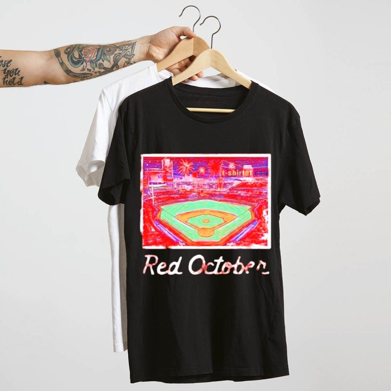 Red October Philadelphia Phillies Fireworks Fan T-Shirt - Perfect for Game Day - Image 4