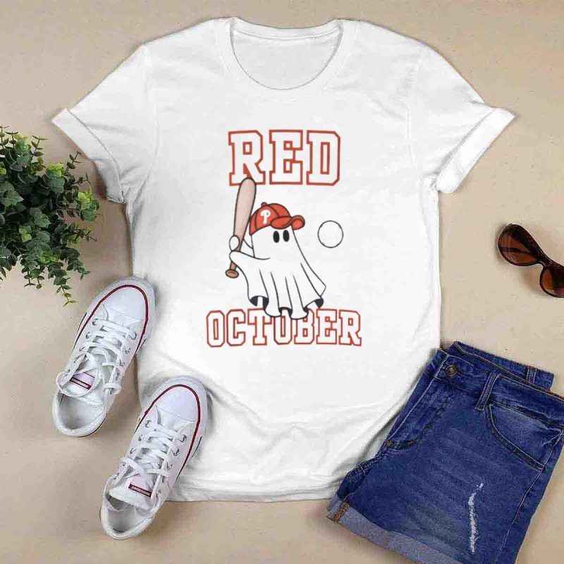 Red October Phillies Ghost T-Shirt - Stylish Philadelphia Baseball Gear - Image 6