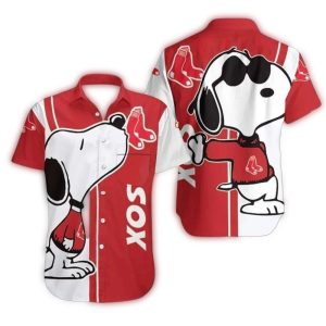 Snoopy Kiss Logo Boston Red Sox Hawaiian Shirt for Casual Style