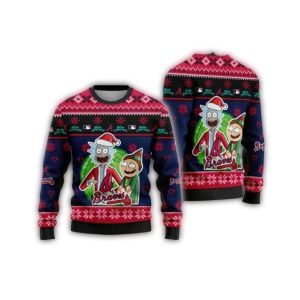 Rick And Morty Atlanta Braves Ugly Christmas Sweater For Fans