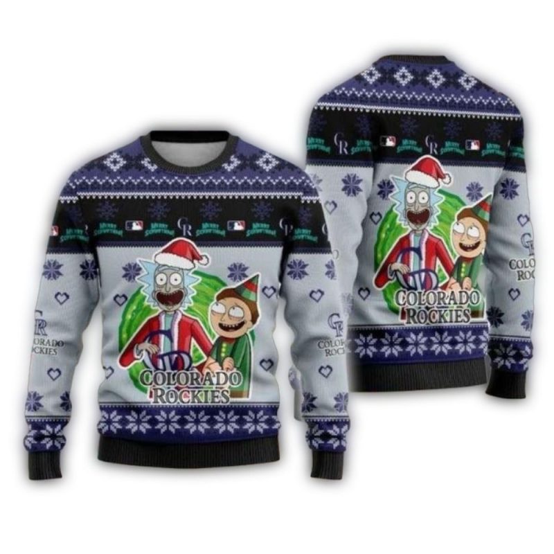 Rick And Morty Christmas Colorado Rockies Ugly Sweater 1